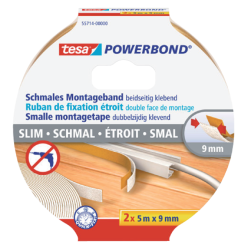 Dubbelzijdige montagetape tesa® Powerbond Small 5mx9mm wit 2 stuks