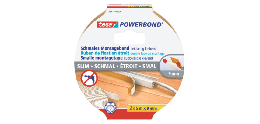 Ruban adhésif double-face tesa® Powerbond Small 5mx9mm blanc 2 rouleaux
