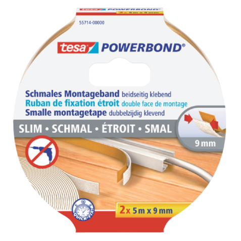 Dubbelzijdige montagetape tesa® Powerbond Small 5mx9mm wit