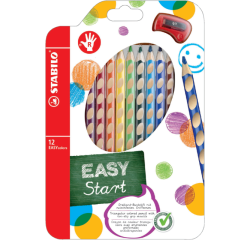 Crayons de couleur STABILO 331 Easycolors droitier + taille-crayon assorti 'setui 12 pièces