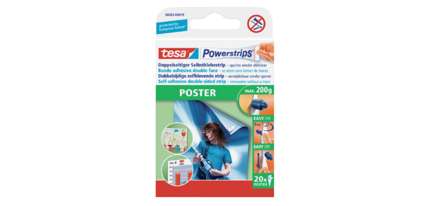 Double-sided adhesive tape tesa Powerstrips® Poster blister pack of 20 pieces