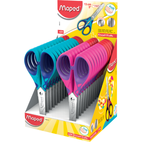 Ciseaux Maped Essentials Soft 13cm présentoir 24 pièces assorti