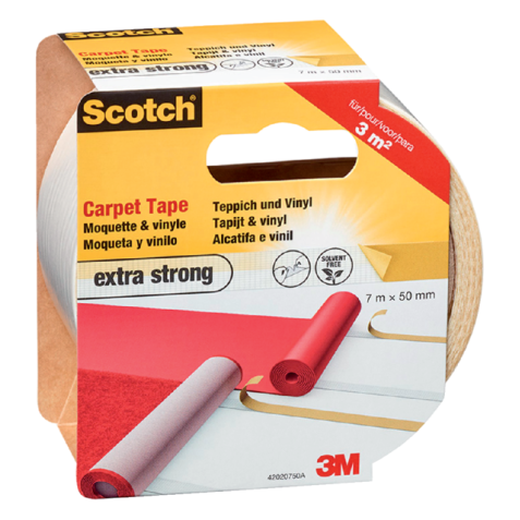 Plakband Scotch tapijt 50mmx7m dubbelzijdig extra strong