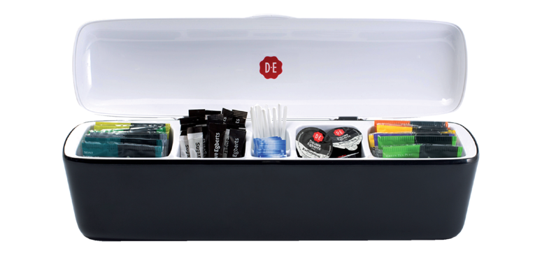 Présentoir de table Douwe Egberts 5 compartiment avec contenu noir
