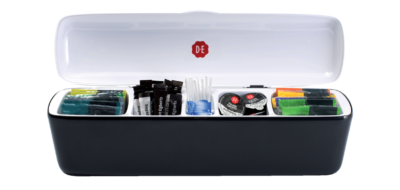 Présentoir de table Douwe Egberts 5 compartiment avec contenu noir