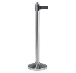 Afzetpaal Securit RVS met rolband 210cm zwart