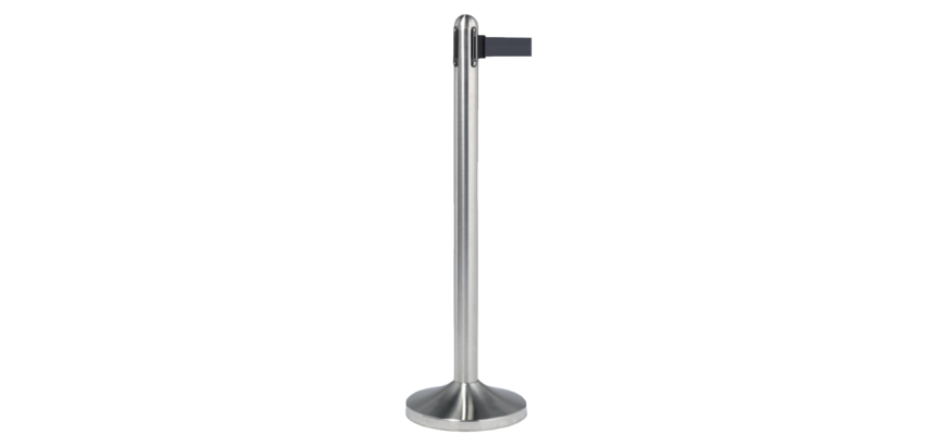 Stainless steel security post with 210cm black retractable belt