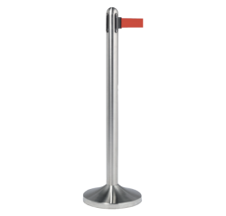 Afzetpaal Securit RVS met rolband 210cm rood