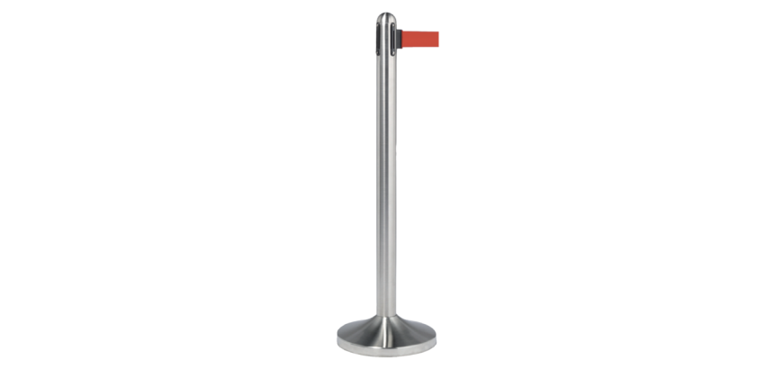 Poteau Securit inox avec enrouleur 210cm rouge