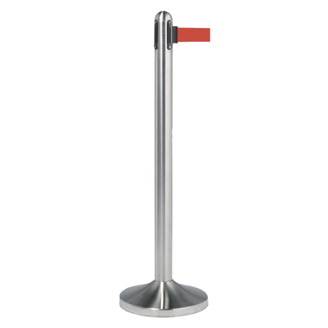 Poteau Securit inox avec enrouleur 210cm rouge