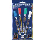Securit Chalk Marker SMA-100 Assorted Bullet Tip 1-2mm White/Blue/Green/Red Blister Pack of 4 Pieces