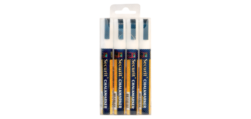Krijtstift Securit SMA-510 schuin wit 2-6mm blister à 4 stuks