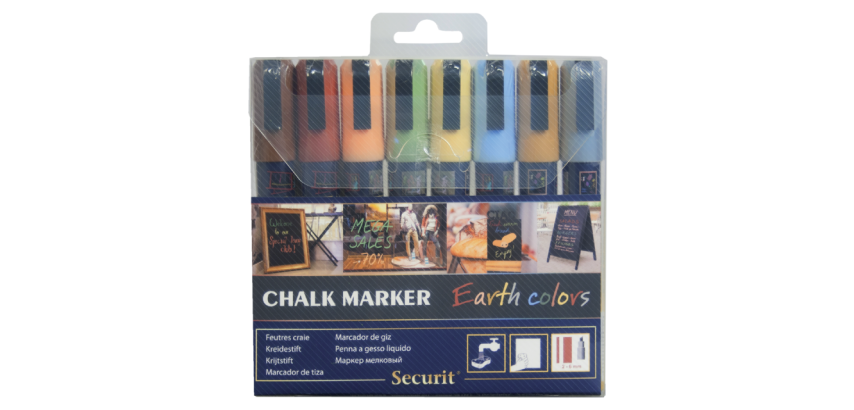 Feutre-craie Securit SMA-510 biseau 2-6mm assorti étui 8 pièces