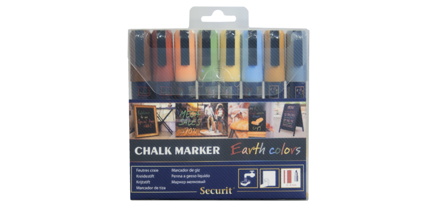 Securit Kreidemarker SMA-510 Keil 2-6mm sortierte Hülle 8 Stück