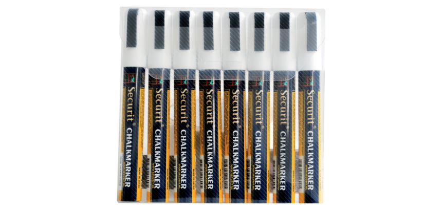 Feutre-craie Securit SMA-510 biseau 2-6mm blanc étui 8 pièces