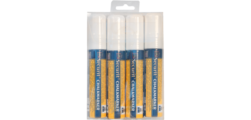 Securit Chalk Marker SMA-720 Square 7-15mm White Set of 4 Pieces