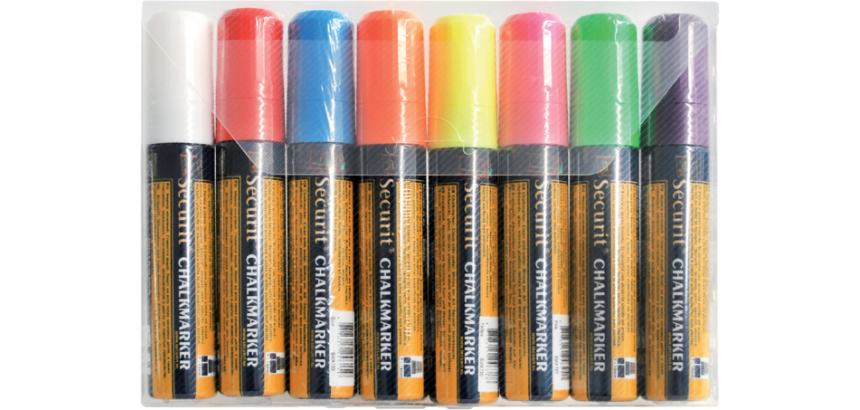 Securit SMA-720 square chalk marker 7-15mm assorted set of 8 pieces