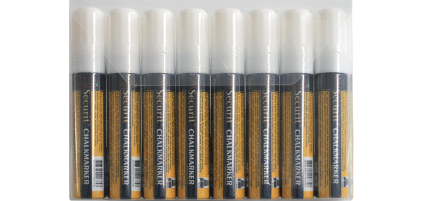 Securit Chalk Marker SMA-720 Square 7-15mm White Set of 8 Pieces