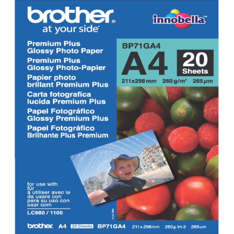 Papier jet d’encre Brother BP-71 A4 260g brillant 20 feuilles