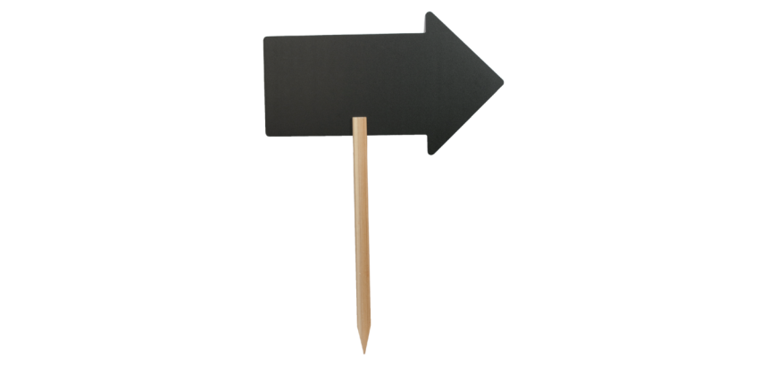 Ardoise Securit flèche 440x270mm avec pic en bois