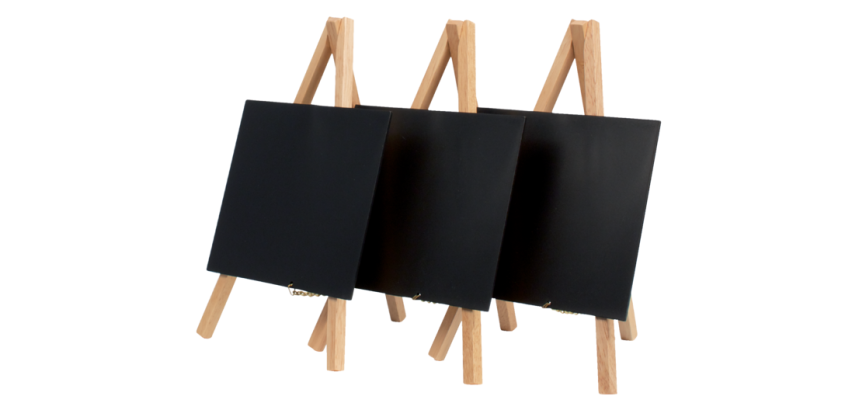 Securit tafelkrijtbord mini driepoot, beuk