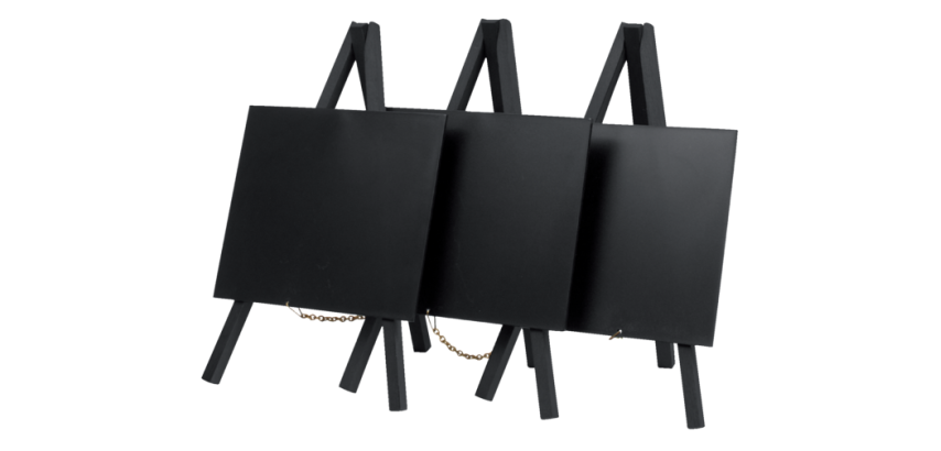 Krijtbord Securit mini 3-poot 26x15.5x1.3cm zwart hout