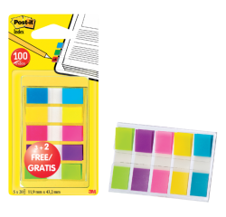 Marque-pages Post-it 6835 11,9x43,1mm 3+2 gratuits assorti 100 pièces