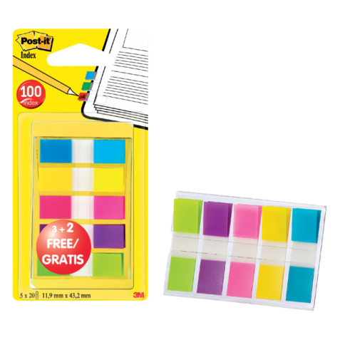 Indextabs Post-it 6835 11.9x43.1mm 3+2 gratis assorti