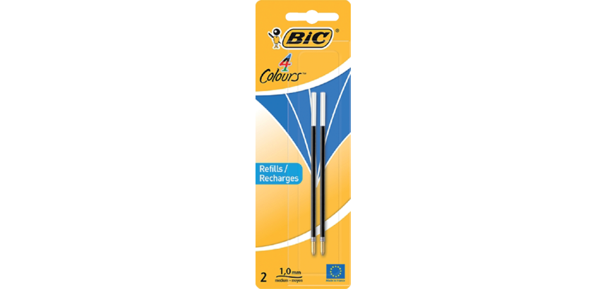 Recharge BIC stylo de comptoir Medium bleu blister 2 pièces