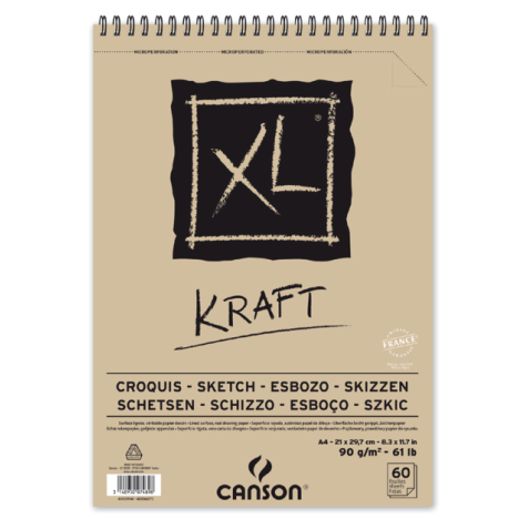 Bloc à croquis Canson XL Kraft A4 60 feuilles 90g spirale