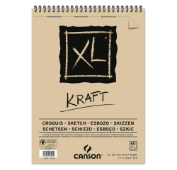 En_bloc dibujo esbozo canson xl kraft din a3 kraft rayado beige espiral 29,7x42 cm 60 hojas 90 gr/m2