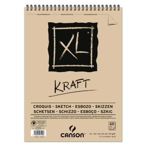 Bloc à croquis Canson XL Kraft A3 60 feuilles 90g spirale