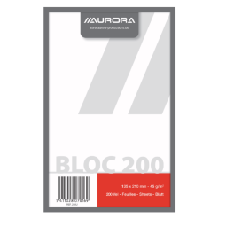 Bloc brouillon Aurora 135x210mm uni 200 feuilles 45g