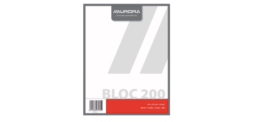 Bloc brouillon Aurora 210x270mm uni 200 feuilles 45g