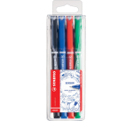 Stylo feutre Stabilo Sensor F pointe extra-fine couleurs assorties - Pochette de 4