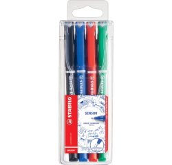 Fineliner STABILO Sensor 189 fijn assorti etui à 4 stuks