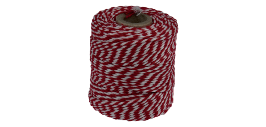 Ficelle Muller coton 50g 45m rouge/blanc
