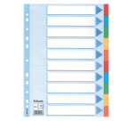 Intercalaire A4 carte lustrée Esselte 10 onglets neutres multicolores - 1 jeu