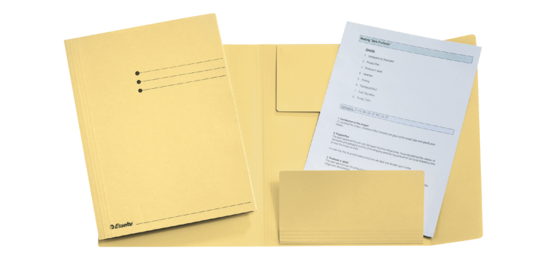 Esselte A4 Manila 3-Flap Folder 275g Yellow
