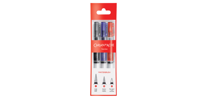 Pinceaux à réservoir Caran d’Ache Medium Large pointe feutre 3 pièces