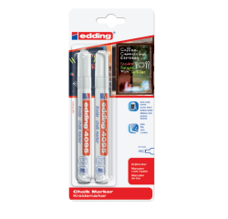 Krijtstift edding 4095 rond 2-3mm wit blister à 2 stuks