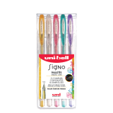 Rollerball Pen Uni Ball Signo 0.8mm assorted Glitter Colors - Pack of 5
