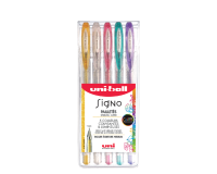 Kugelschreiber Uni-Ball Signo 0,8 mm Spitze, verschiedene glitzernde Farben - 5er-Pack