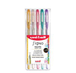 Rollerball Pen Uni Ball Signo 0.8mm assorted Glitter Colors - Pack of 5