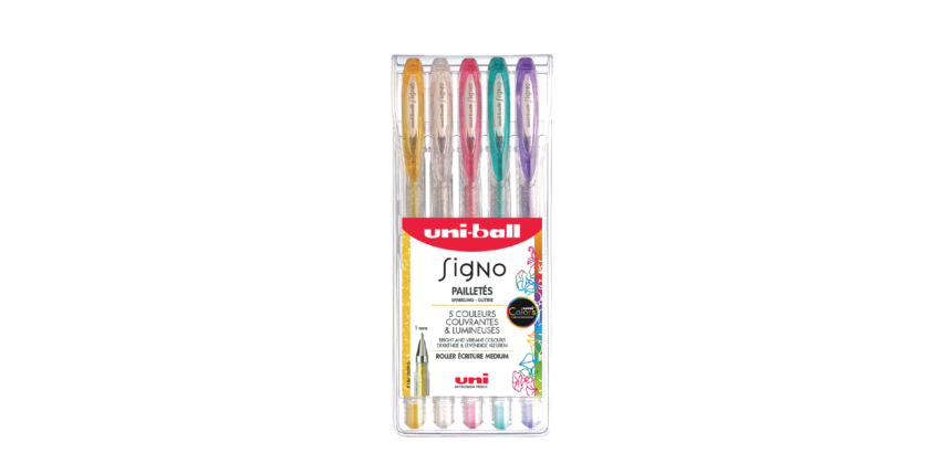 Gelschrijver Uni-ball Signo glitter etui à kleuren