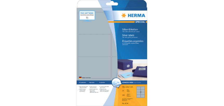Etiquette HERMA 4114 99,1x67,7mm argent 200 pièces