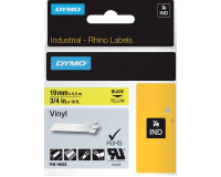 Labeltape Dymo Rhino industrieel vinyl 19mm zwart op geel