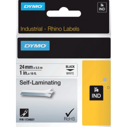 Labeltape Dymo Rhino industrieel zelflaminerend 24mm zwart op wit