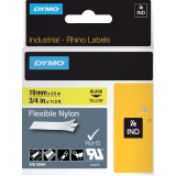 Labeltape Dymo Rhino industrieel nylon 19mm zwart op geel