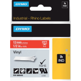 Labeltape Dymo Rhino industrieel vinyl 12mm wit op rood